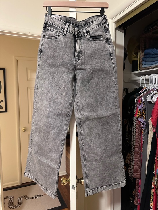 GAP Denim - GAP High-Rise Wide Leg Jeans in Washed Gray